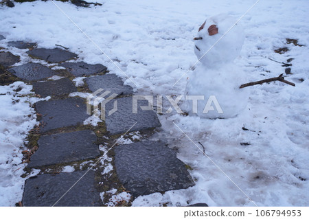 石頭路旁堆了一個雪人 106794953