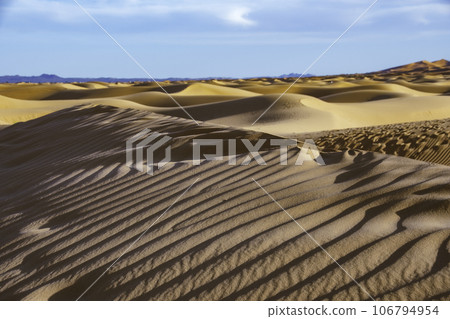 Beautiful sand dunes in the Sahara desert 106794954
