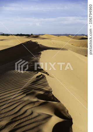 Beautiful sand dunes in the Sahara desert Beautiful sand dunes in the Sahara desert 106794960