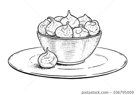 Sketchy illustration of meringue cookies 106795009