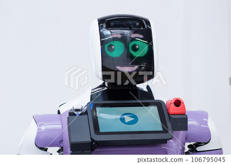 friendly humanoid robot guide expressing emotions friendly humanoid robot guide expressing emotions 106795045