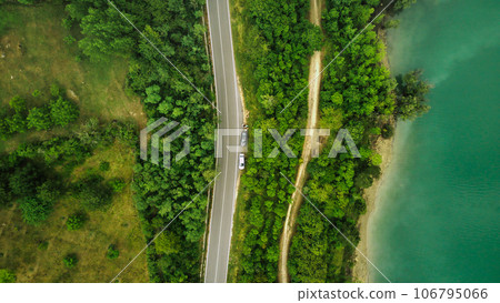 drone view of San Domenico mountain lake, Abruzzo, Italy drone view of San Domenico mountain lake, Abruzzo, Italy 106795066