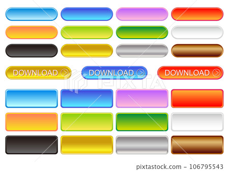 Colorful rounded square and oval button set 106795543
