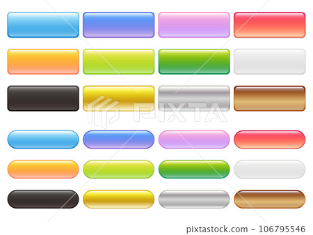 Colorful rounded square and oval button set 106795546