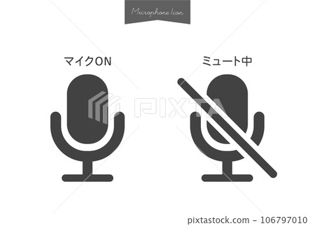 Set of text and microphone icon when microphone is on/mute - Explanation about audio Set of text and microphone icon when microphone is on/mute - Explanation about audio 106797010