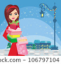beautiful woman doing the Christmas shopping 106797104