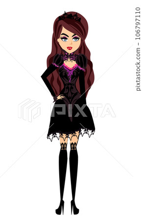 Beautiful Sexy Gothic Female Vampire - illustration, character isolated from background Beautiful Sexy Gothic Female Vampire - illustration, character isolated from background 106797110