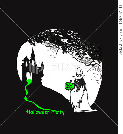 halloween party invitation - witch with Halloween pumpkin halloween party invitation - witch with Halloween pumpkin 106797111