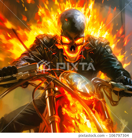 Download Ai Generated Ghost Rider Fiery Royalty-Free Stock