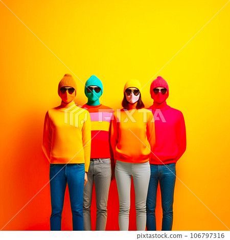 Anthropomorphic vibrant colors group photo fashion, Generative AI Anthropomorphic vibrant colors group photo fashion, Generative AI 106797316