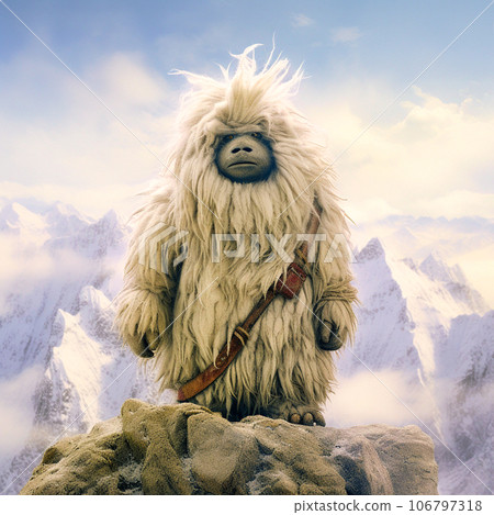 Anthropomorphic Portrait A Mini Yeti Mount Everest. Generative AI