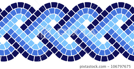 Decorative mosaic border. Ceramic antique stone ornament. Decorative mosaic border. Ceramic antique stone ornament. 106797675