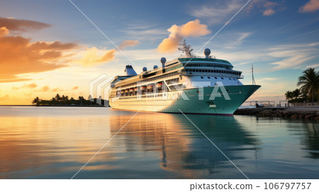Cruise ship near tropical island 106797757