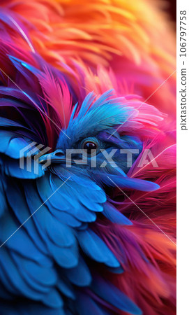 Fantastic bird with bright plumage 106797758
