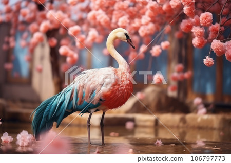 Fantastic bird with bright plumage Fantastic bird with bright plumage 106797773