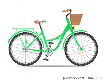 Cute women s bike with a low frame and basket Stock