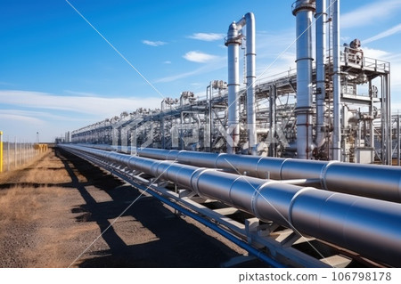 Giant oil or gas pipeline that supplies fuel to strategic enterprises and factories. Heating for the population and industrial facilities. 106798178