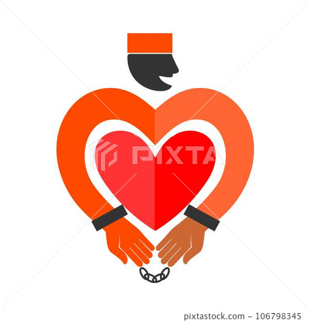 Prisoner with heart icon.  106798345