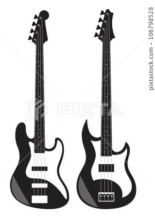 Black and white electric guitars isolated on white background. Flat style vector illustration. 106798528