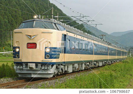 Banetsu West Line Kanto-Kawagami JR East 583 series N1+N2 formation (Sendai) Aizu Banetsu West Line Kanto-Kawagami JR East 583 series N1+N2 formation (Sendai) Aizu 106798687