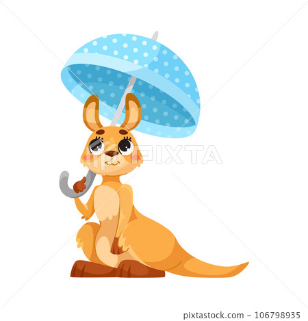 Cute Kangaroo as Australian Animal Character with Umbrella Vector Illustration Cute Kangaroo as Australian Animal Character with Umbrella Vector Illustration 106798935