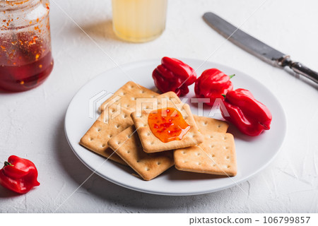 Crackers with Chili Pepper Jelly 106799857