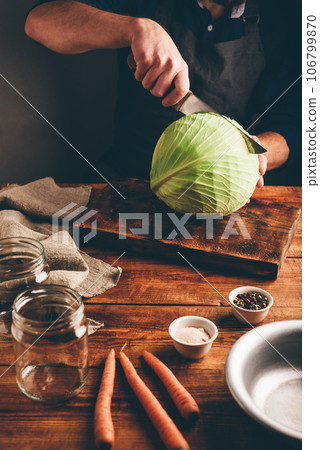 Preparing White Cabbage for Dinner 106799870