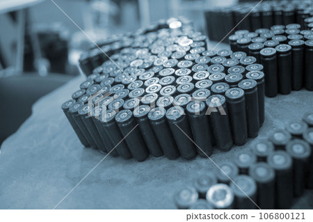 Object made up of spent used cartridge cases. Lots used shells from cartridge cases ammo close up. Model from Many Used cartridge Cases. Concept war military confrontation defense protection firearm Object made up of spent used cartridge cases. Lots used shells from cartridge cases ammo close up. Model from Many Used cartridge Cases. Concept war military confrontation defense protection firearm 106800121
