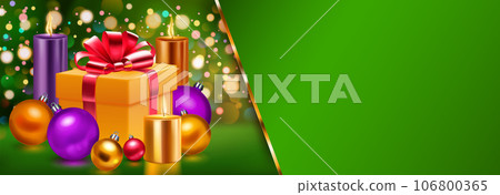 Gift box, candles and balls 106800365