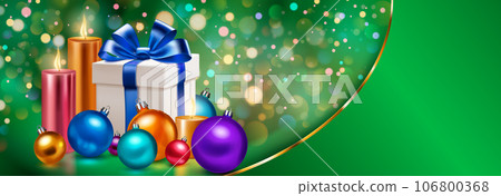 Gift box, candles and balls 106800368
