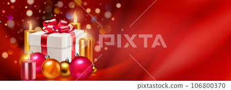 Gift box, candles and balls Gift box, candles and balls 106800370