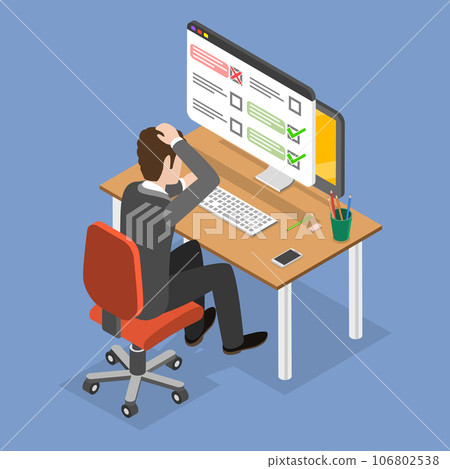 3D Isometric Flat Vector Conceptual Illustration of Online Exam Mistake 3D Isometric Flat Vector Conceptual Illustration of Online Exam Mistake 106802538