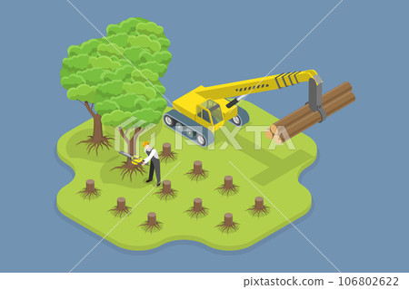 3D Isometric Flat Vector Conceptual Illustration of Deforestation 3D Isometric Flat Vector Conceptual Illustration of Deforestation 106802622