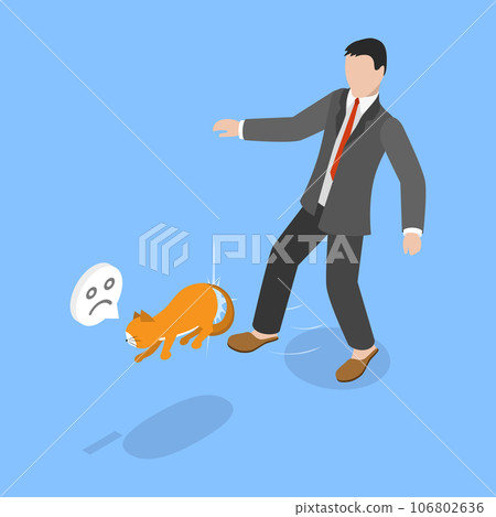 3D Isometric Flat Vector Conceptual Illustration of Domestic Animal Abuse 3D Isometric Flat Vector Conceptual Illustration of Domestic Animal Abuse 106802636