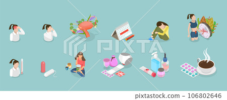 3D Isometric Flat Vector Conceptual Illustration of Menstruation 106802646