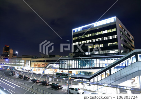 [Osaka Prefecture] Night view of Osaka International Airport and Osaka Airport Station (Itami Airport) 106803724