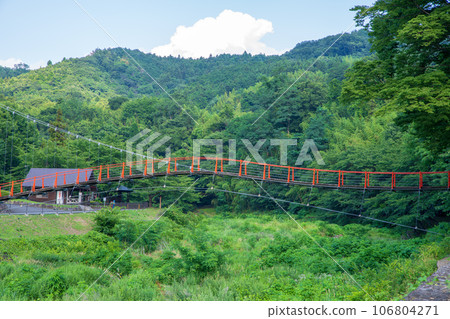 Numao River Water Park Red Suspension Bridge Shibukawa City 106804271