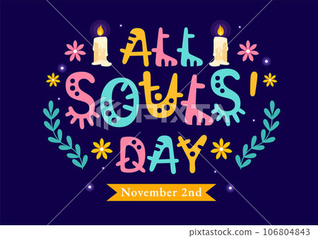 All Souls Day Vector Illustration to Commemorate All Deceased Believers in the Christian Religion with Candles in Flat Cartoon Background Design 106804843