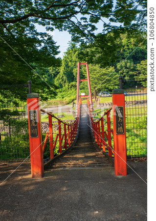Numao River Water Park Red Suspension Bridge Shibukawa City 106804850