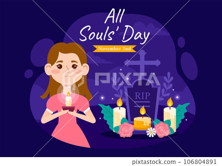 All Souls Day Vector Illustration to Commemorate All Deceased Believers in the Christian Religion with Candles in Flat Kids Cartoon Background Design All Souls Day Vector Illustration to Commemorate All Deceased Believers in the Christian Religion with Candles in Flat Kids Cartoon Background Design 106804891