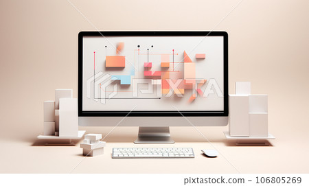 Gentle color business 3D computer Generative ai - Stock Illustration ...