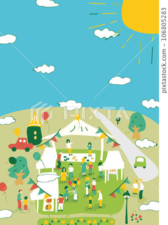 Vertical view of the event venue with clouds Vertical view of the event venue with clouds 106805283