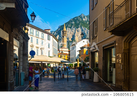 Old town streets of Italian city of Lecco 106805615