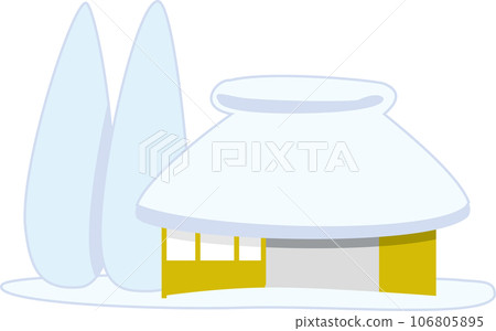 Gassho style house covered with snow 106805895
