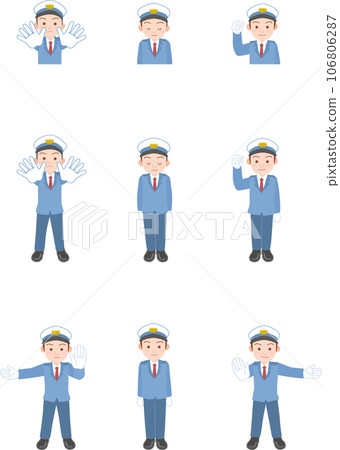 工作人員_車輛引導_設施保安_身穿白色制服的男士_引導姿勢套裝 106806287