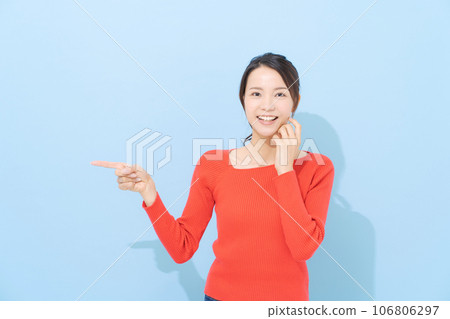 Portrait of a woman in red clothes 106806297