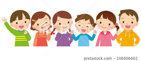 Cheerful children, smiles, elementary school students 106806602