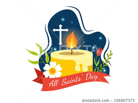 All Saints Day Vector Illustration on 1st November with for the All Souls Remembrance Celebration with Candles in Flat Cartoon Background Design All Saints Day Vector Illustration on 1st November with for the All Souls Remembrance Celebration with Candles in Flat Cartoon Background Design 106807373