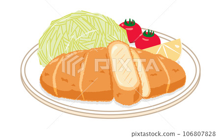 Tonkatsu on a plate 106807828