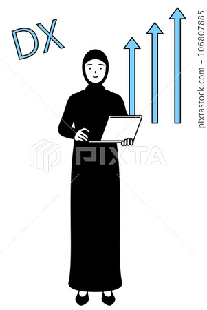 業務改善成功的伊斯蘭女性 DX 的形象 業務改善成功的伊斯蘭女性 DX 的形象 106807885